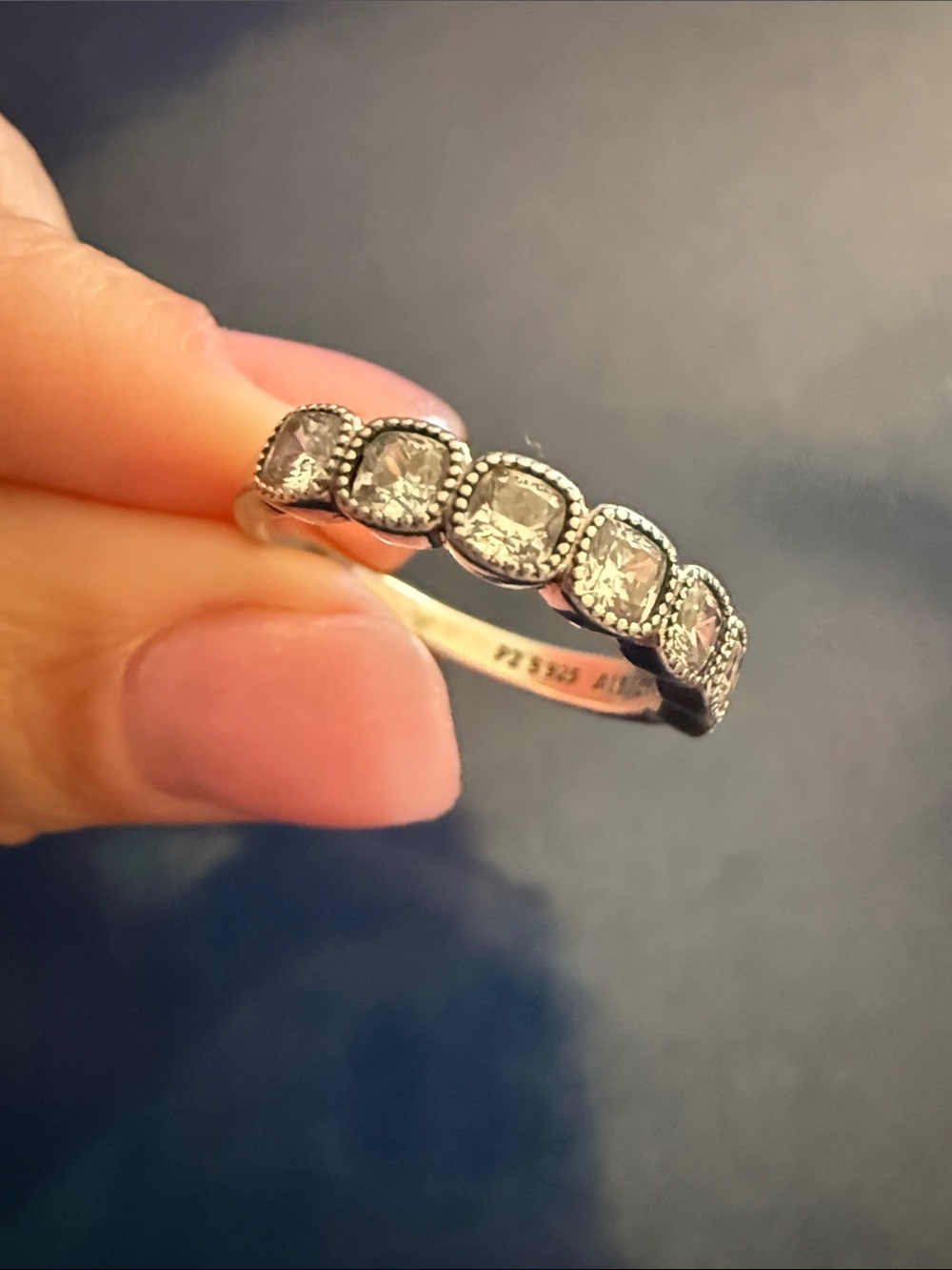 Silver Pandora Alluring Cubic Zirconia Eternity Band sz 56 / 7.5 - Picture 4 of 4